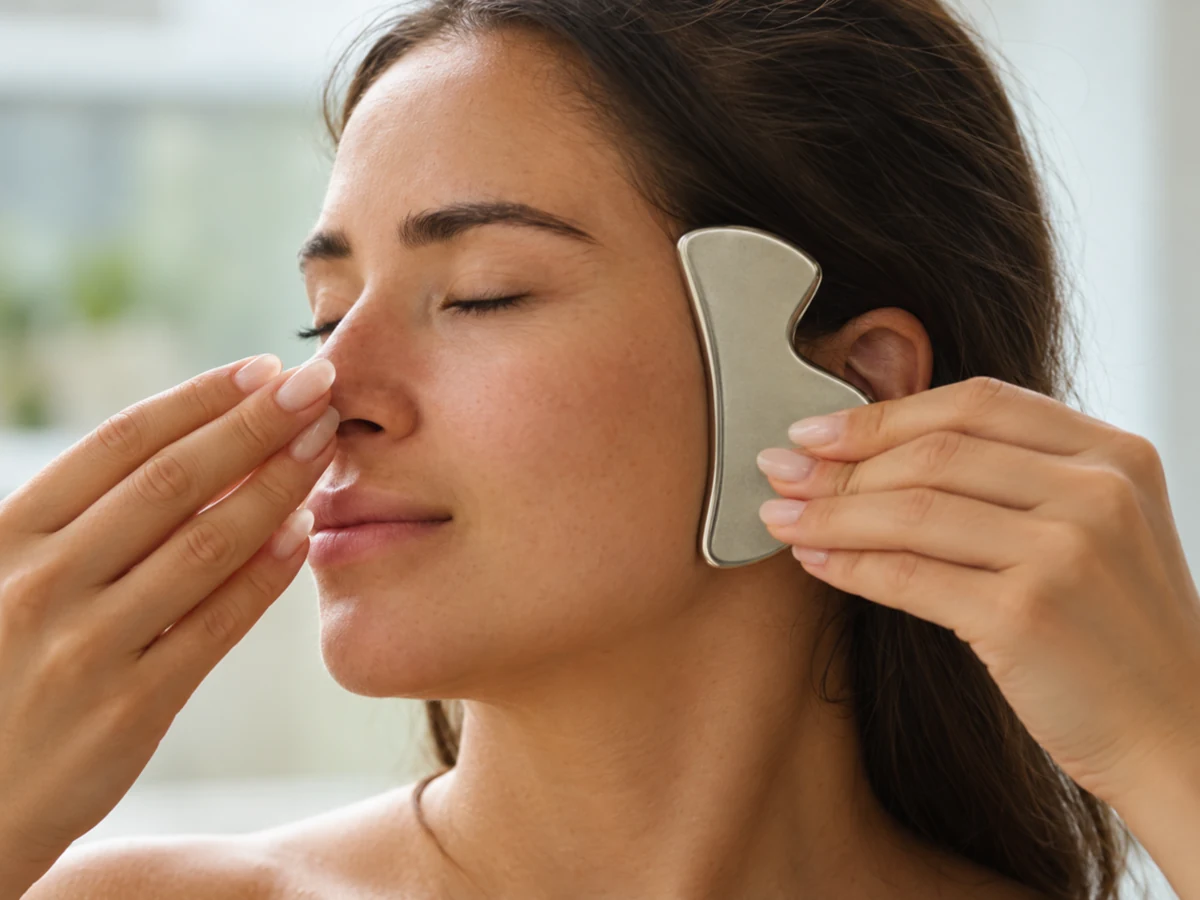 A supplied illustration of a facial gua sha treatment